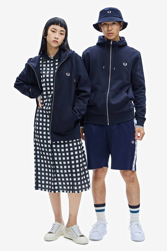 Fred Perry Full-Zip Hoodie with Embroidered Logo and Contrast Cuffs