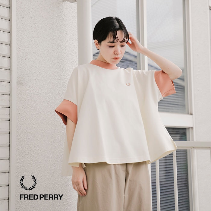 Fred Perry Color Block Round Neck Shirt with Slub Fabric