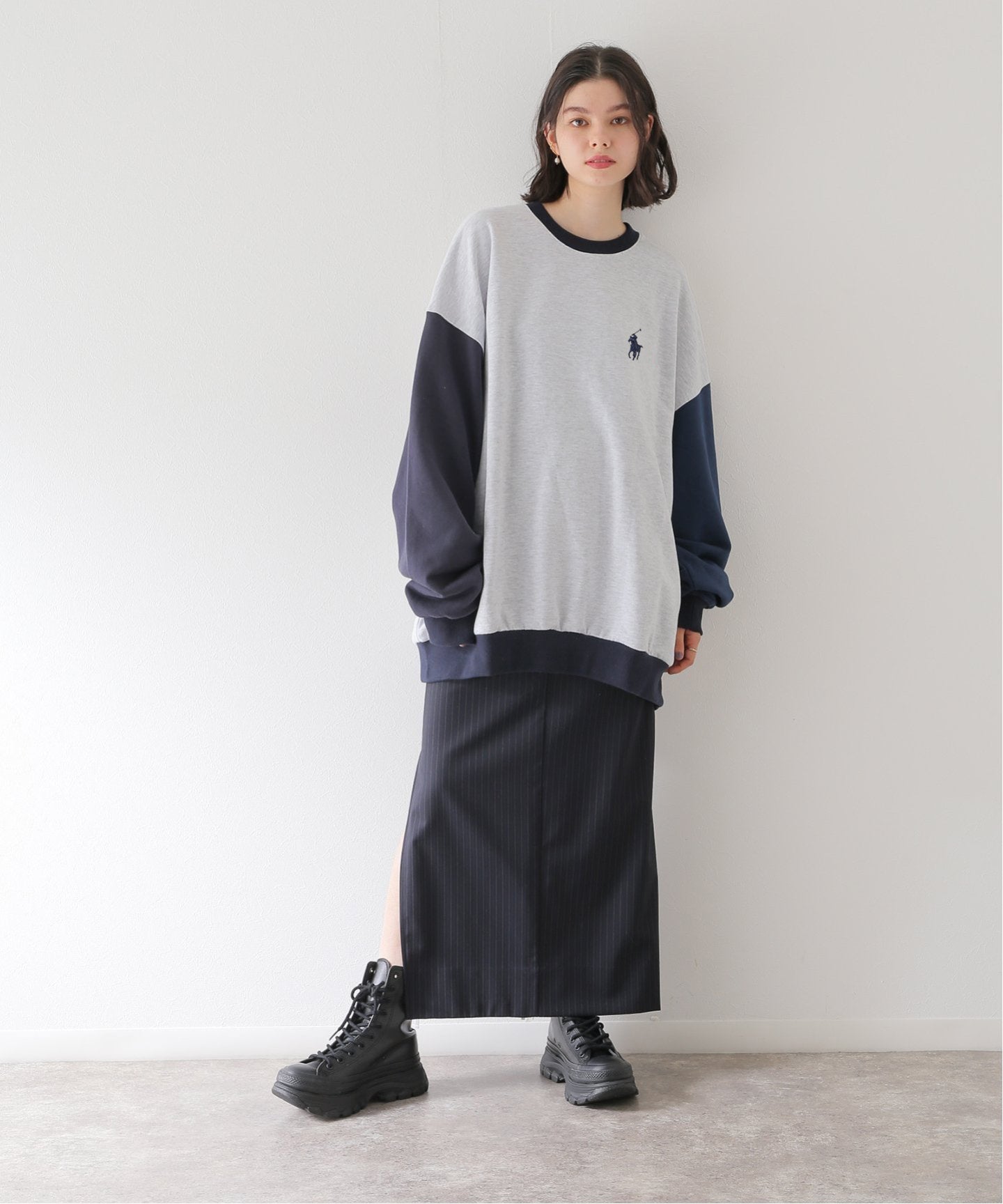 Japanese Ralph Lauren Color Block Sweatshirt with Embroidery Logo