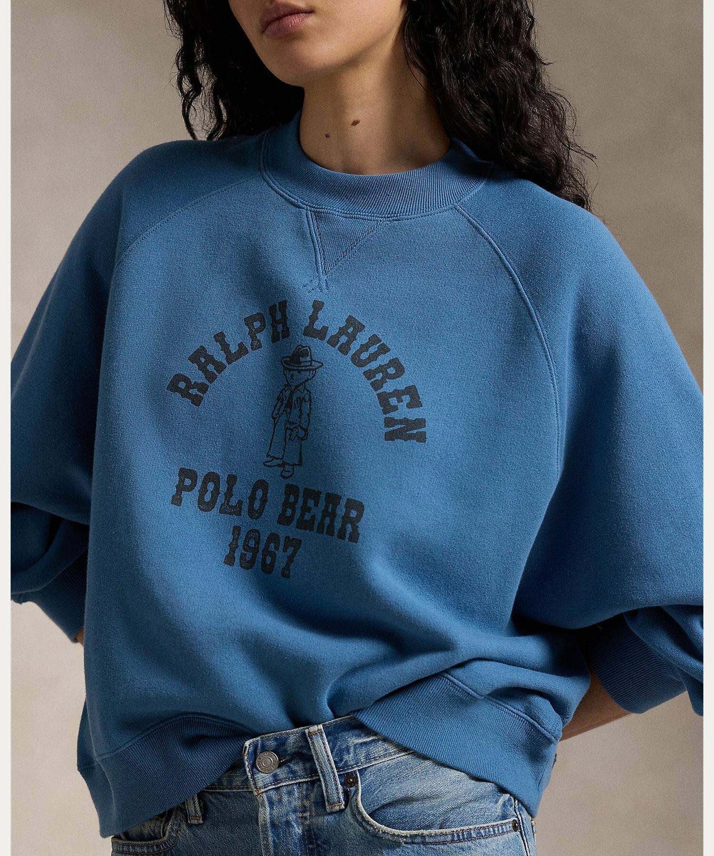 Vintage-Inspired Ralph Lauren Polo Bear Sweatshirt in Denim Blue