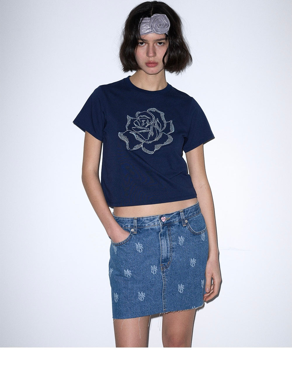 Mardi Mercredi Embroidered Floral Cropped Tee - Chic Spring Colors