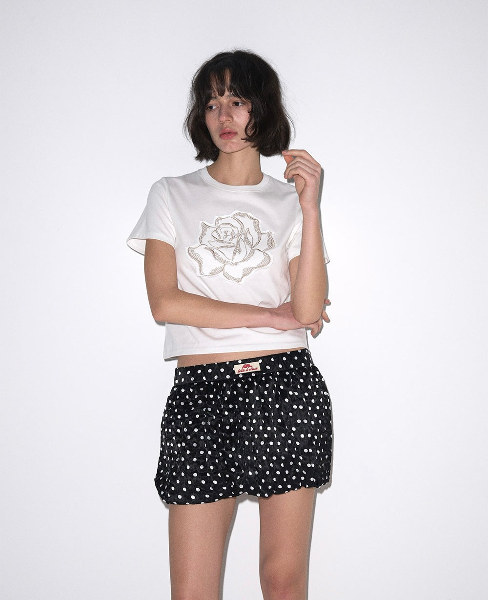 Mardi Mercredi Embroidered Floral Cropped Tee - Chic Spring Colors